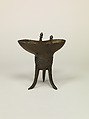 Ritual wine cup (jue), Copper alloy, China