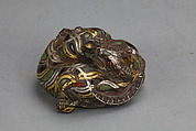 Four Mat Weights in the Shape of Fighting Animals, Bronze inlaid with gold, silver and gemstones, China