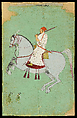Maharaja Dhiraj Singh Riding, Opaque watercolor and gold on paper, Madhya Pradesh, Raghugarh