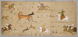 Balwant Singh Hunts a Tiger, Nainsukh Indian, Opaque watercolor and gold on paper, India, Himachal Pradesh, Guler