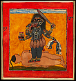 Bhadrakali, Destroyer of the Universe, from the Tantric Devi series, Opaque watercolor, gold, silver, and beetle-wing cases on paper, India, Himachal Pradesh, Basohli
