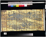 Calligraphic Excerpts from The Tale of Genji, Konoe Nobutada (Japanese, 1565–1614), Folded album (orihon); ink on decorated paper, Japan