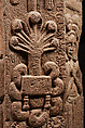 Railing pillar with naga Mucalinda protecting the Buddha, Sandstone, India, Pauni, Bhandara district, Maharashtra
