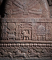 Drum panel with stupa veneration and seminal Buddha-life events, Limestone, India, Dupadu Great Stupa, Prakasam district, Andhra Pradesh