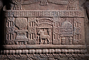 Drum panel with stupa veneration and seminal Buddha-life events, Limestone, India, Dupadu Great Stupa, Prakasam district, Andhra Pradesh