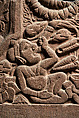Railing pillar fragment: yaksha with lotus vine emerging from its mouth, Sandstone, India, Bharhut Great Stupa, Satna district, Madhya Pradesh