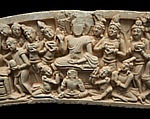 Torana architrave with elephant makara, Limestone, India, Phanigiri, Suryapet District, Telangana