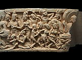 Torana architrave with elephant makara, Limestone, India, Phanigiri, Suryapet District, Telangana