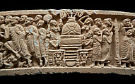 Torana architrave with elephant makara, Limestone, India, Phanigiri, Suryapet District, Telangana