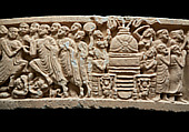 Torana architrave with elephant makara, Limestone, India, Phanigiri, Suryapet District, Telangana