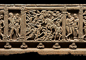 Ayaka cornice with three narrative scenes, Limestone, India, Nagarjunakonda, Gunter District, Andhra Pradesh