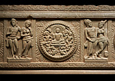 Ayaka cornice with four narrative roundels, Limestone, India, Nagarjunakonda, Gunter District, Andhra Pradesh