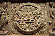 Ayaka cornice with four narrative roundels, Limestone, India, Nagarjunakonda, Gunter District, Andhra Pradesh