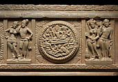 Ayaka cornice with four narrative roundels, Limestone, India, Nagarjunakonda, Gunter District, Andhra Pradesh