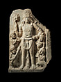 Stupa panel with a mahapurusa figure, probably a yaksa honring the Buddha, Limestone, India, Kotta Nandayapalem, Karlapalem, Guntur district, Andhra Pradesh