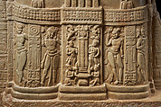 Stupa drum slab honoring the Buddha as a flaming pillar, Limestone, India, Amaravati Great Stupa, Guntur district, Andhra Pradesh