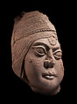 Fragment from a railing pillar with face of a yakshi, Sandstone, India, Bharhut Great Stupa, Satna district, Madhya Pradesh