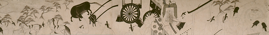 Scenes Illustrating Poems from The Tale of Genji (Hakubyō Genji monogatari emaki), Scrolls 3 and 4, Kaoku Gyokuei (Japanese, born 1526), Two handscrolls from a set of six; ink on paper, Japan