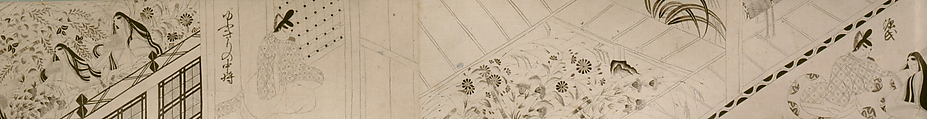 Scenes Illustrating Poems from The Tale of Genji (Hakubyō Genji monogatari emaki), Scrolls 3 and 4, Kaoku Gyokuei (Japanese, born 1526), Two handscrolls from a set of six; ink on paper, Japan
