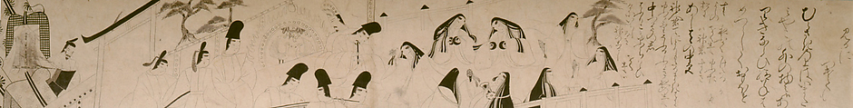 Scenes Illustrating Poems from The Tale of Genji (Hakubyō Genji monogatari emaki), Scrolls 3 and 4, Kaoku Gyokuei (Japanese, born 1526), Two handscrolls from a set of six; ink on paper, Japan