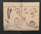 Abbreviated Drawing Styles for Birds and Animals (Chōjū ryakuga shiki) 鳥獣略画式, Kuwagata Keisai 鍬形蕙斎 (Japanese, 1764–1824), Woodblock printed book; ink and color on paper, Japan