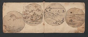 Album of Sketches for Lacquer Decoration (Makie) 蒔絵, Kozōtei Makihan 小蔵亭 蒔半 (Japanese), Ink and color on paper, Japan
