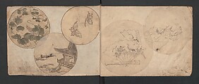 Album of Sketches for Lacquer Decoration (Makie) 蒔絵, Kozōtei Makihan 小蔵亭 蒔半 (Japanese), Ink and color on paper, Japan