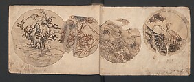 Album of Sketches for Lacquer Decoration (Makie) 蒔絵, Kozōtei Makihan 小蔵亭 蒔半 (Japanese), Ink and color on paper, Japan