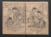 One Hundred Women Classified According to Their Rank (Hyakunin joro shinasadame) 百人女郎品定, Nishikawa Sukenobu 西川祐信 (Japanese, 1671–1750), Vol. I: 9 double and 2 single page illustrations; vol. II: 15 double, 1 single page illustrations; ink on paper, Japan