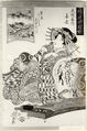 Album of prints from the series A Tōkaidō Board Game of Courtesans, Fifty-three Pairings in the Yoshiwara (Keisei dōchū sugoroku, Mitate Yoshiwara gojūsan tsui), Keisai Eisen (Japanese, 1790–1848), Fifty-six woodblock prints mounted as an album; ink and color on paper, Japan