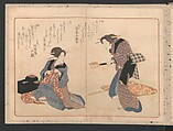 Book of Humorous Poems  "Hundred Thousand Birds" (Kyōka momochidori) 狂歌百千鳥, Yanagawa Shigenobu 柳川重信 (Japanese, 1787–1832), Ink and color on paper, Japan