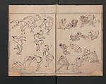 Abbreviated Drawing Styles (Figures)  (Ryakuga shiki)  略画式 (人物), Kuwagata Keisai 鍬形蕙斎 (Japanese, 1764–1824), Woodblock printed book; ink and color on paper, Japan