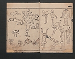 Abbreviated Drawing Styles (Figures)  (Ryakuga shiki)  略画式 (人物), Kuwagata Keisai 鍬形蕙斎 (Japanese, 1764–1824), Woodblock printed book; ink and color on paper, Japan