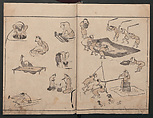 Abbreviated Drawing Styles (Figures)  (Ryakuga shiki)  略画式 (人物), Kuwagata Keisai 鍬形蕙斎 (Japanese, 1764–1824), Woodblock printed book; ink and color on paper, Japan