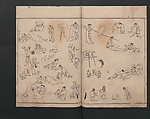 Abbreviated Drawing Styles (Figures)  (Ryakuga shiki)  略画式 (人物), Kuwagata Keisai 鍬形蕙斎 (Japanese, 1764–1824), Woodblock printed book; ink and color on paper, Japan