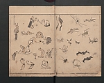 Abbreviated Drawing Styles (Figures)  (Ryakuga shiki)  略画式 (人物), Kuwagata Keisai 鍬形蕙斎 (Japanese, 1764–1824), Woodblock printed book; ink and color on paper, Japan