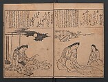 Portraits for One Hundred Poems about One Hundred Poets (Sugata-e hyakunin isshu) 姿絵百人一首, Hishikawa Moronobu 菱川師宣 (Japanese, 1618–1694), Set of three woodblock printed books; ink on paper, Japan