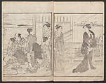 Illustrated Book of Kyōka (comic poems) "Maple Bridge" (Ehon momiji bashi) 絵本紅葉橋, Katsukawa Shunchō 勝川春潮 (Japanese, active ca. 1783–95), Ink on paper, Japan