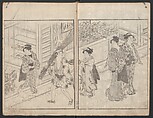 Illustrated Book of Kyōka (comic poems) "Maple Bridge" (Ehon momiji bashi) 絵本紅葉橋, Katsukawa Shunchō 勝川春潮 (Japanese, active ca. 1783–95), Ink on paper, Japan