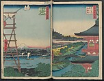 Hatsune Riding Ground, from the series One Hundred Famous Views of Edo  (Meisho Edo hyakkei) 名所江戸百景), Utagawa Hiroshige 歌川広重 (Japanese, Tokyo (Edo) 1797–1858 Tokyo (Edo)), Polychrome woodblock printed book; ink and color on paper, Japan