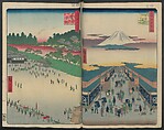 Hatsune Riding Ground, from the series One Hundred Famous Views of Edo  (Meisho Edo hyakkei) 名所江戸百景), Utagawa Hiroshige 歌川広重 (Japanese, Tokyo (Edo) 1797–1858 Tokyo (Edo)), Polychrome woodblock printed book; ink and color on paper, Japan