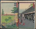 Hatsune Riding Ground, from the series One Hundred Famous Views of Edo  (Meisho Edo hyakkei) 名所江戸百景), Utagawa Hiroshige 歌川広重 (Japanese, Tokyo (Edo) 1797–1858 Tokyo (Edo)), Polychrome woodblock printed book; ink and color on paper, Japan
