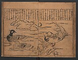 Illustrations of Birds and Flowers (Kachō e-zukushi) 花鳥絵づくし, Hishikawa Moronobu 菱川師宣 (Japanese, 1618–1694), Woodblock printed book; ink and color on paper, Japan