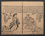 Illustrations of Beautiful Women (Bijin e-zukushi) 美人絵づくし, Hishikawa Moronobu 菱川師宣 (Japanese, 1618–1694), Set of three woodblock printed books; ink and color on paper, Japan