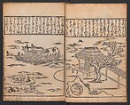 A Compendium of Model Gardens (Chikusan zu tei ga; Yokei-tsukuri niwa no zu)  築山図庭畫; 余景作り庭の図, Hishikawa Moronobu 菱川師宣 (Japanese, 1618–1694), Woodblock printed book; ink on paper, Japan
