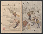 One Hundred Comic Poems of the Flower, One of the Three Friends, Tsuki, the Moon, Yuki, the Snow, and Hana, the Flower (Sansai hana hyakushu) 三才花百首, Totoya Hokkei 魚屋北渓 (Japanese, 1780–1850), Three volumes; ink and color on paper, Japan