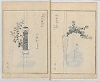 A Book on Flower Arrangement: Hare's-Foot Fern (Shinobugusa) 師廼部供作 (vol. 2);  思乃父魚砂 (vol. 3), Yoshida Tōgetsu 吉田桃月, Monochrome Woodblock printed books; ink on paper, Japan