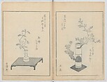 A Book on Flower Arrangement: Hare's-Foot Fern (Shinobugusa) 師廼部供作 (vol. 2);  思乃父魚砂 (vol. 3), Yoshida Tōgetsu 吉田桃月, Monochrome Woodblock printed books; ink on paper, Japan