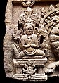 Lintel Depicting Vishnu Anantasayin and the Birth of Brahma, Sandstone, Western Cambodia
