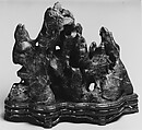 Rock in the Form of a Fantastic Mountain, Black Lingbi limestone; wood stand, China